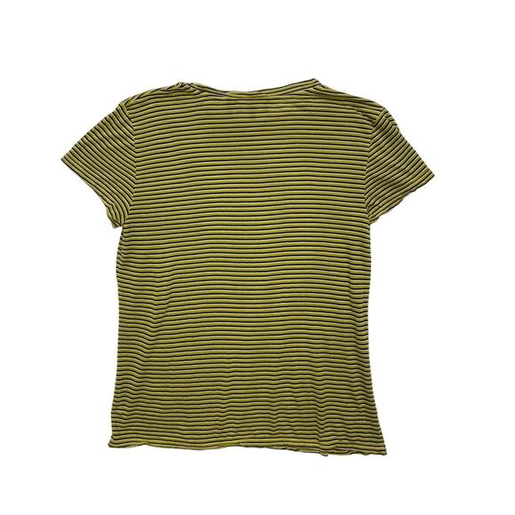 Theory Soft Yellow / Navy Stripe T Shirt - Picture 3 of 3